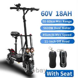 Off-road 85km/h Electric Scooter Adult with Seat 5600W 11In Dual Motor Foldable