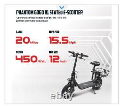 Phantomgogo R1 Electric Scooter for Adults. Foldable seat, 450W 36V 15 MPH