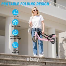 Pink Electric Scooter for Girls Teens Safe 350W Motor, 16MPH, Foldable withAPP