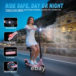 Pink Electric Scooter for Girls Teens Safe 350W Motor, 16MPH, Foldable withAPP