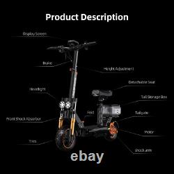 Ruitoo 1600W Foldable Electric Scooter Adult with Seat E-Scooter 34 MPH 50 Miles