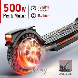 SISIGAD Electric Scooter Adults Peak 500W Motor, 8.5 Solid Tires, 19Mph Speed