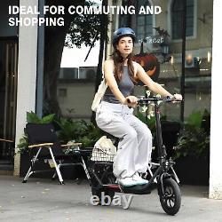 SISIGAD Electric Scooter for Adults with Seat 300W Foldable Scooter with Basket