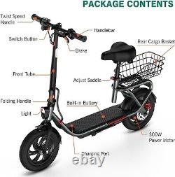 SISIGAD Electric Scooter for Adults with Seat 300W Foldable Scooter with Basket