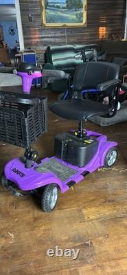 SKRT 4-Wheel Electric Scooter purple withBasket LED 4.5 mph 300 lb
