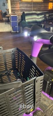 SKRT 4-Wheel Electric Scooter purple withBasket LED 4.5 mph 300 lb