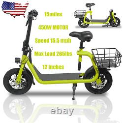 SPORTS ELECTRIC SCOOTER WithSEAT FOLDABLE ELECTRIC MOPED BIKE ADULT COMMUTE GREEN