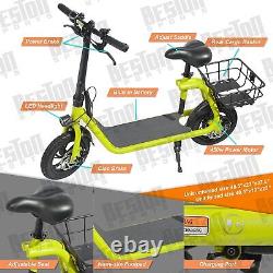 SPORTS ELECTRIC SCOOTER WithSEAT FOLDABLE ELECTRIC MOPED BIKE ADULT COMMUTE GREEN