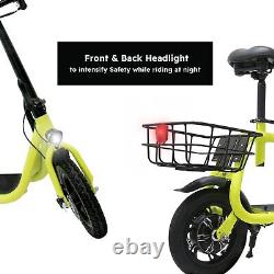 SPORTS ELECTRIC SCOOTER WithSEAT FOLDABLE ELECTRIC MOPED BIKE ADULT COMMUTE GREEN