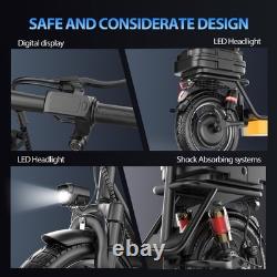 Seated Electric Scooter 14 Fat Tire Adult E-Bike Dual Suspension with Cargo Box