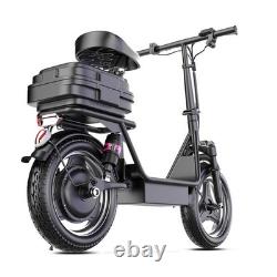 Seated Electric Scooter 14 Fat Tire Adult E-Bike Dual Suspension with Cargo Box