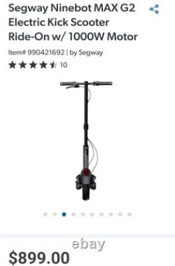 Segway NinebotMAXG2 Electric KickScooter Ride-On with 1000W Motor