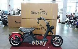 SoverSky Chopper Motorcycle 2000W 20Ah Lithium Fat Tire Scooter Citycoco M2 Red