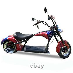 SoverSky Electric Chopper Motorcycle 2000W 20Ah Fat Tire Scooter M1 Red