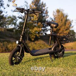 Sports Electric Scooter Adult Commuter Ebike with Seat Folding Bicycle Black NEW