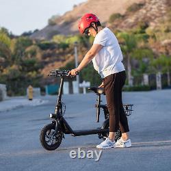 Sports Electric Scooter Adult Commuter Ebike with Seat Folding Bicycle Black NEW