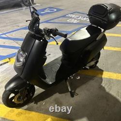 Zebra Seated Electric Scooter Black with Rear Storage Box